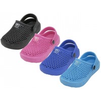 S8820-I-A - Wholesale Infant's Soft Hollow Upper Sport Clogs ( Asst. Black, Royal, Hot Pink & Turquoise )  